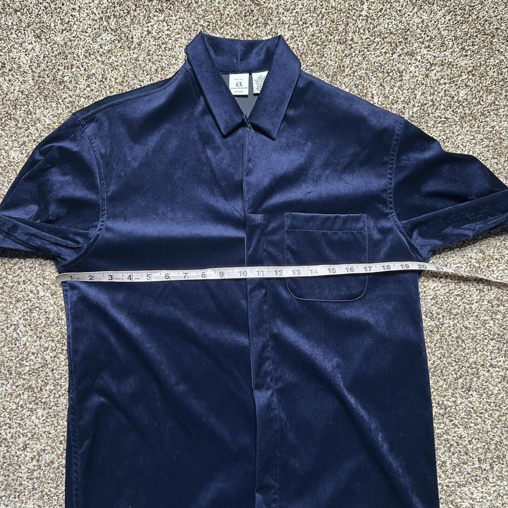 Armani Exchange Blue Velvet Button Down Shirt Mens Size Small Vintage Collared - Picture 7 of 11